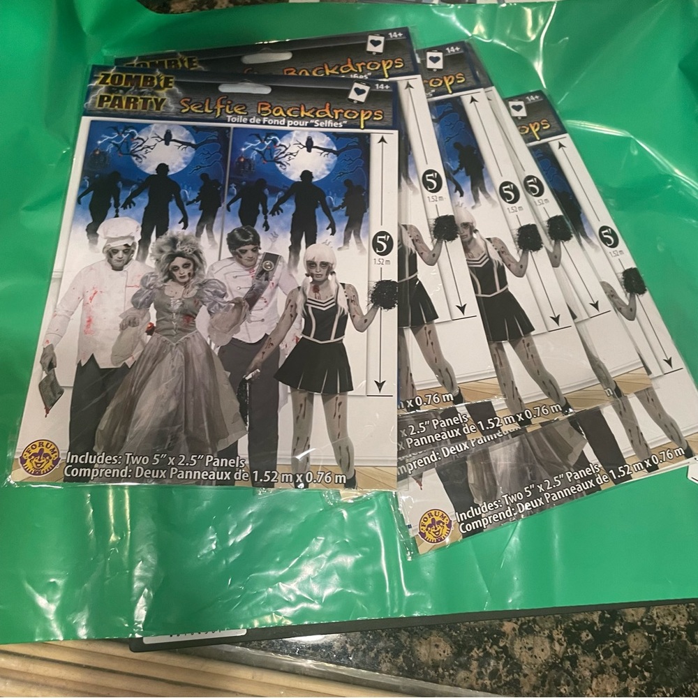 New Set of 5 Zombie Party Photo Prop Backdrops